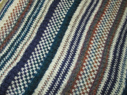 Close up in the pattern used to create the overall effect of this afghan. 